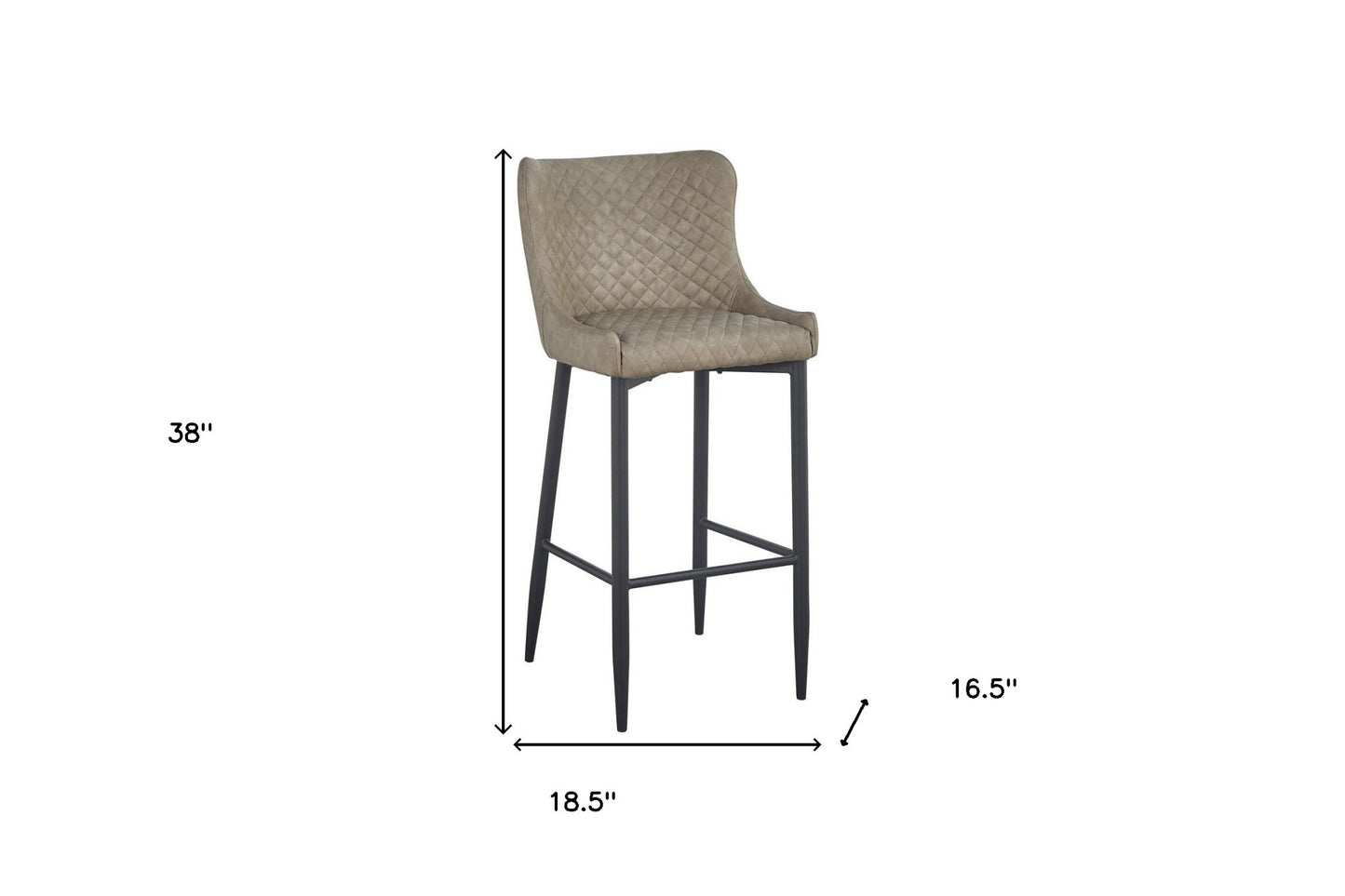 Set of Two 26" Gray and Black Faux Leather and Metal Low Back Counter Height Bar Chairs