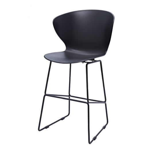 Set of Two 30" Black Heavy Duty Plastic and Metal Low Back Bar Height Bar Chairs