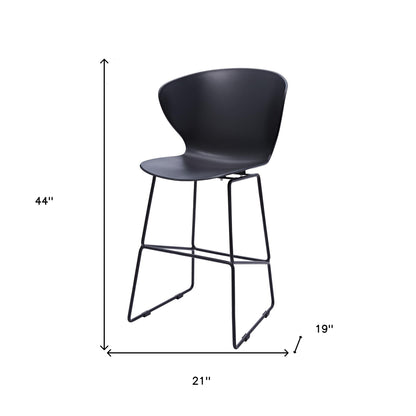 Set of Two 30" Black Heavy Duty Plastic and Metal Low Back Bar Height Bar Chairs