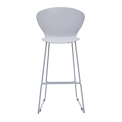 Set of Two 30" Gray Heavy Duty Plastic and Metal Low Back Bar Height Bar Chairs