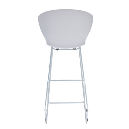 Set of Two 30" White and Silver Heavy Duty Plastic and Metal Low Back Bar Height Bar Chairs