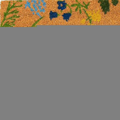 17" X 29" Natural and Green Coir Floral Hello Outdoor Door Mat