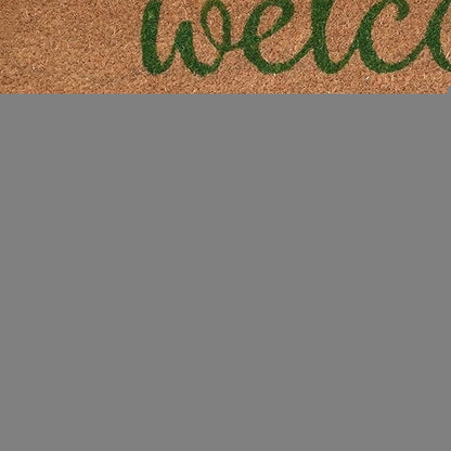 17" X 29" Natural Pink and Green Coir Floral Welcome Outdoor Door Mat