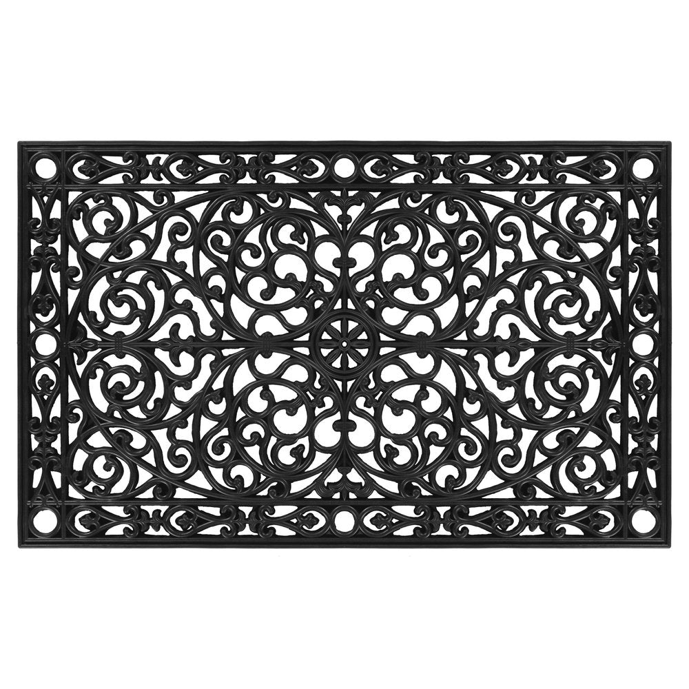 30" X 48" Black Rubber Scrollwork Outdoor Door Mat