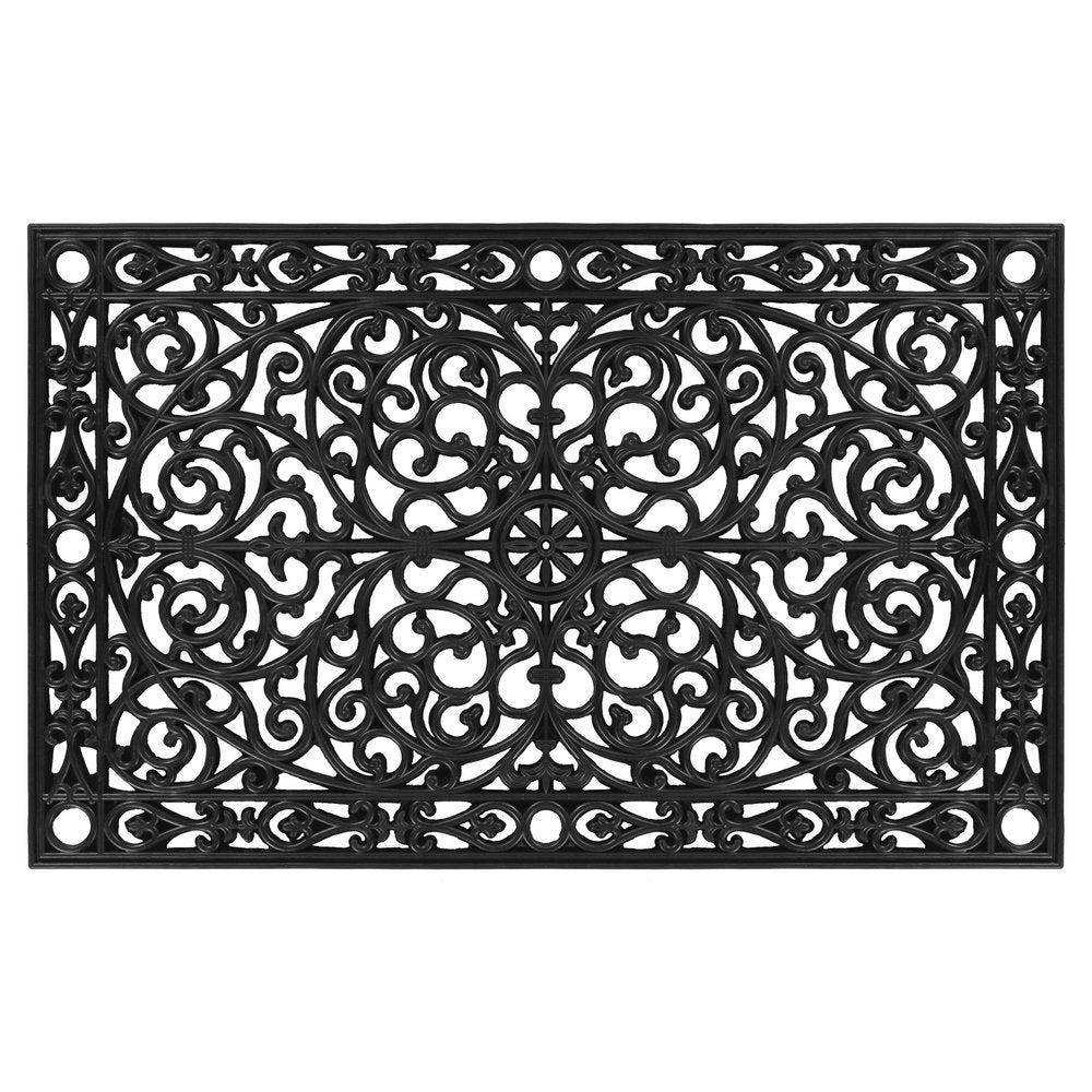 30" X 48" Black Rubber Scrollwork Outdoor Door Mat