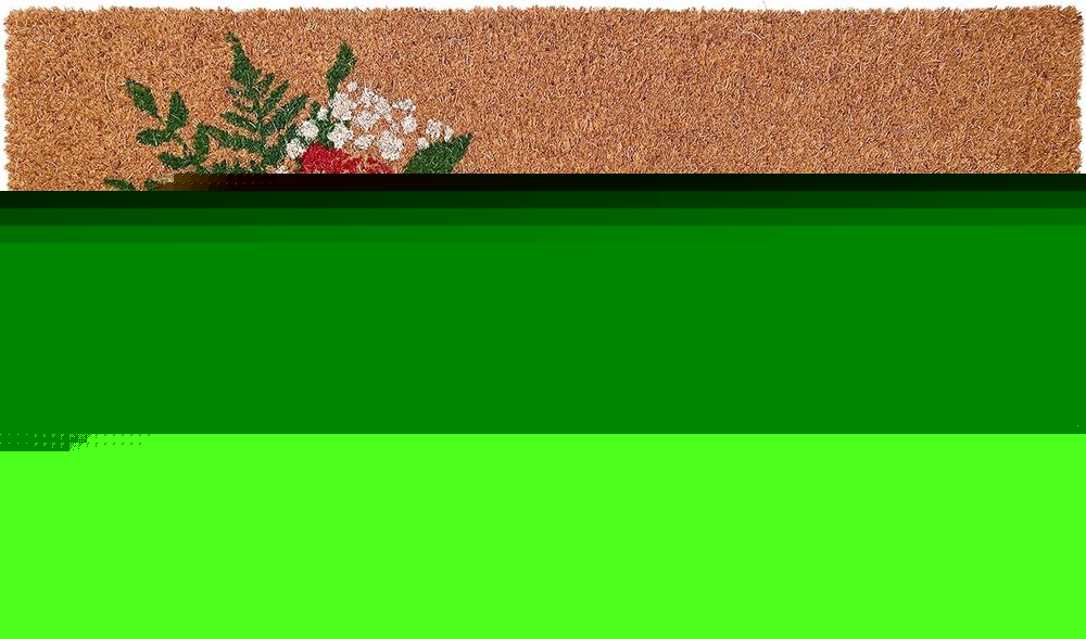 17" X 29" Natural Green and Black Coir Floral Welcome Outdoor Door Mat