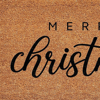 17" X 29" Natural and Black Coir Merry Christmas Outdoor Christmas Door Mat
