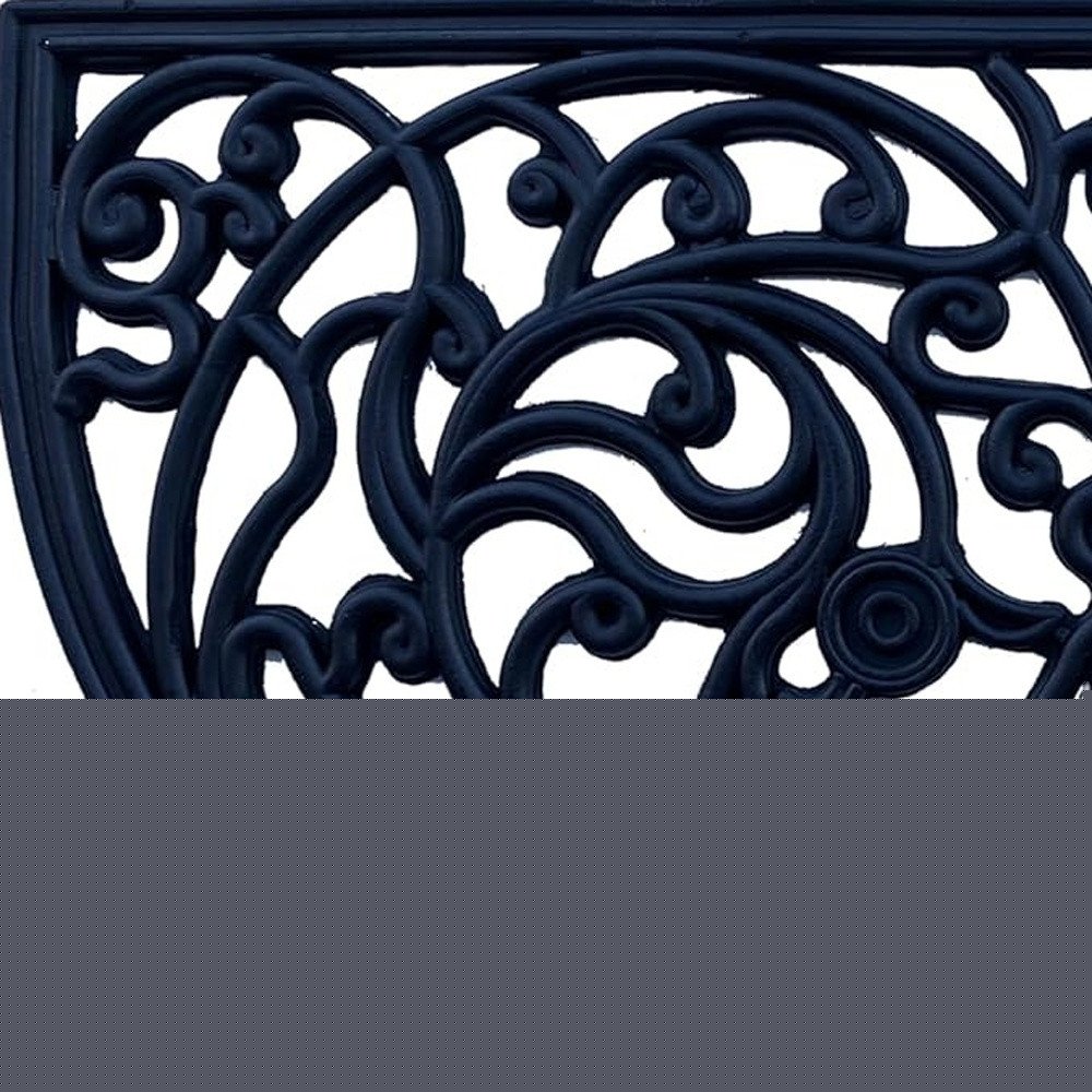 18" X 30" Black Rubber Scrollwork Welcome Outdoor Semi Circle Door Mat