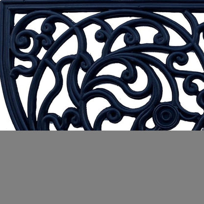 18" X 30" Black Rubber Scrollwork Welcome Outdoor Semi Circle Door Mat