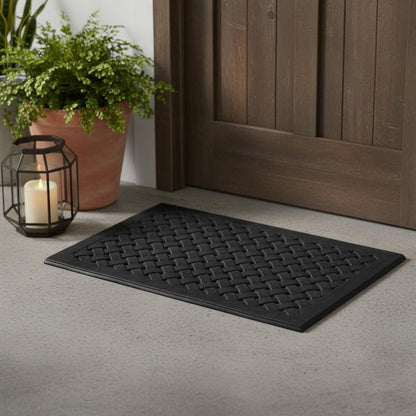 24" X 36" Black Rubber Weave Outdoor Door Mat