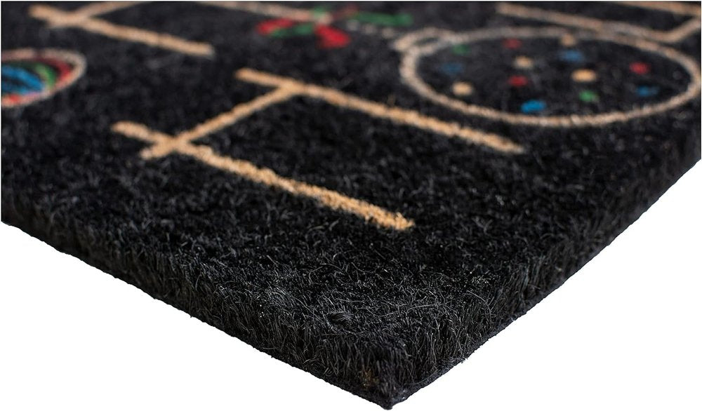 24" X 36" Black and Natural Coir Happy Holidays Outdoor Christmas Door Mat