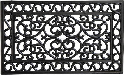 18" X 30" Black Rubber Scrollwork Outdoor Door Mat