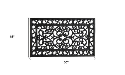 18" X 30" Black Rubber Scrollwork Outdoor Door Mat