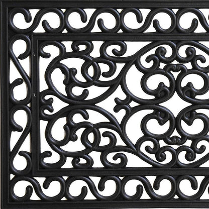 18" X 30" Black Rubber Scrollwork Outdoor Door Mat