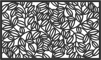 24" X 36" Black Rubber Botanical Leaves Outdoor Door Mat