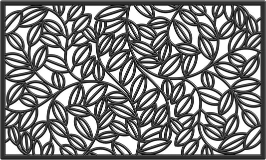 24" X 36" Black Rubber Botanical Leaves Outdoor Door Mat