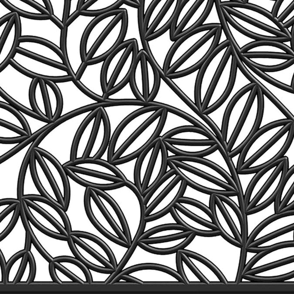 24" X 36" Black Rubber Botanical Leaves Outdoor Door Mat