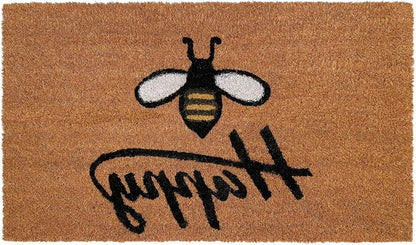 24" X 36" Natural and Black Coir Bumblee Bee Happy Outdoor Door Mat