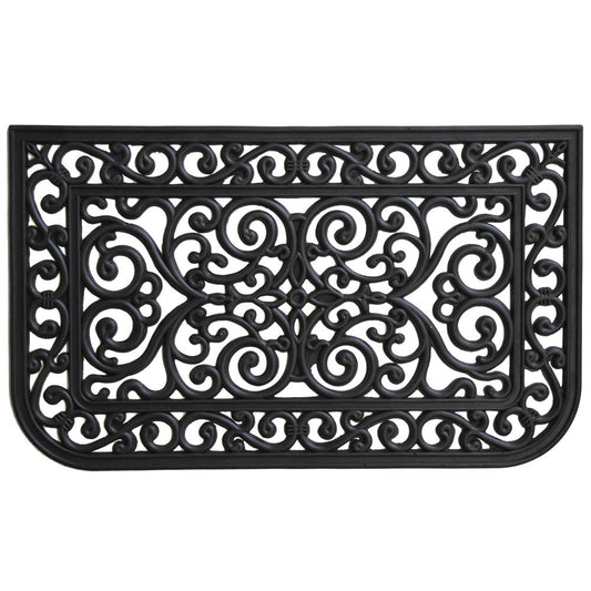 18" X 30" Black Rubber Scrollwork Outdoor Door Mat