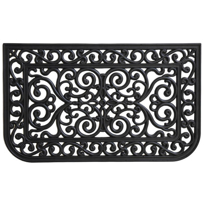 18" X 30" Black Rubber Scrollwork Outdoor Door Mat