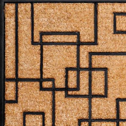 24" X 36" Natural and Black Coir Geometric Outdoor Door Mat