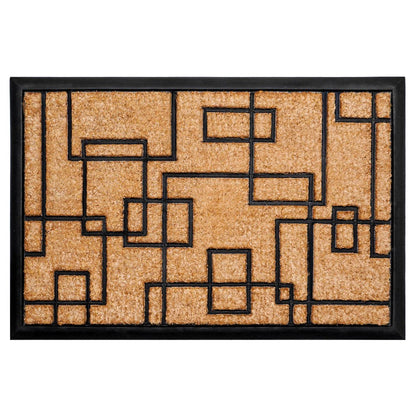 24" X 36" Natural and Black Coir Geometric Outdoor Door Mat