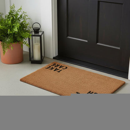 17" X 29" Natural and Black Coir Hey There Outdoor Door Mat