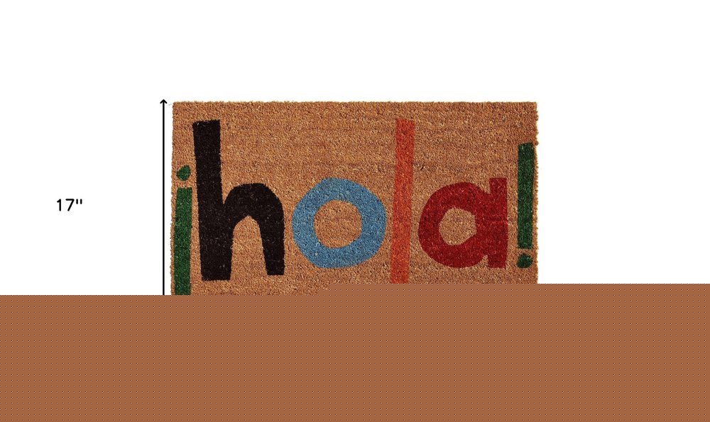 17" X 29" Natural Blue and Black Coir Hola Outdoor Door Mat