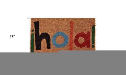 17" X 29" Natural Blue and Black Coir Hola Outdoor Door Mat