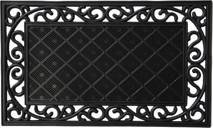 18" X 30" Black Rubber Geometric Outdoor Door Mat
