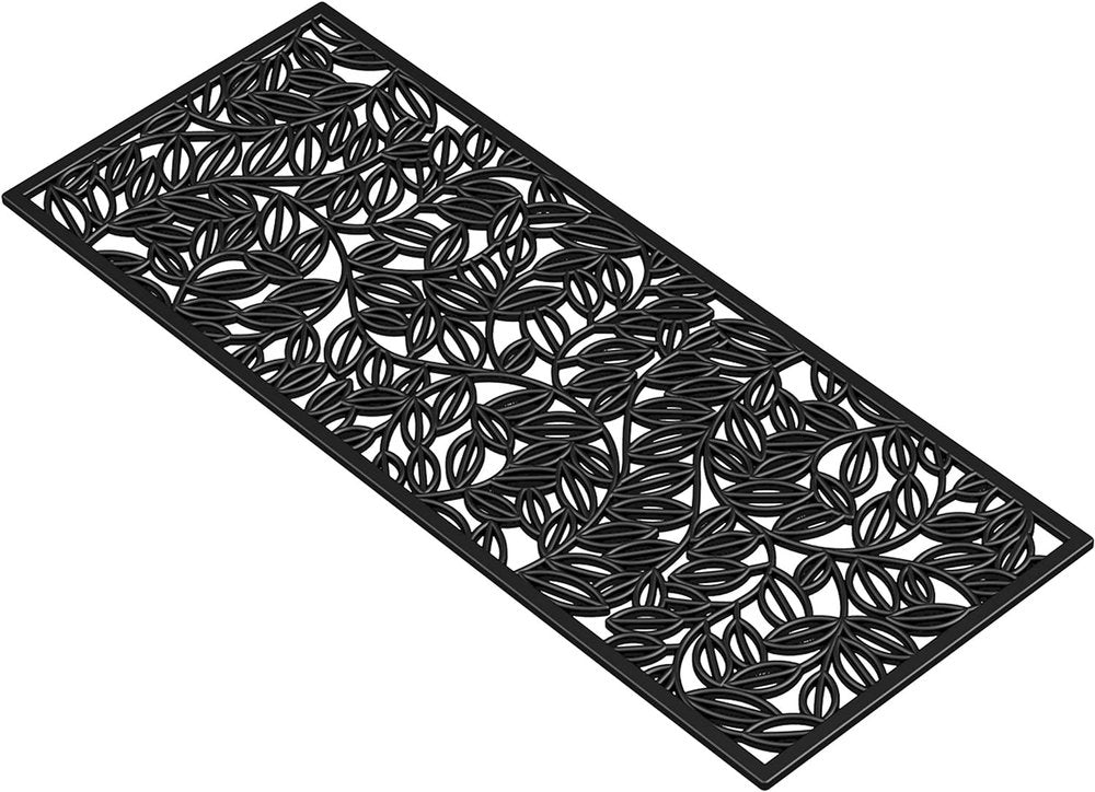 22" X 48" Black Rubber Botanical Leaves Outdoor Door Mat