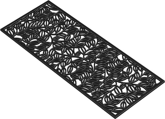 22" X 48" Black Rubber Botanical Leaves Outdoor Door Mat