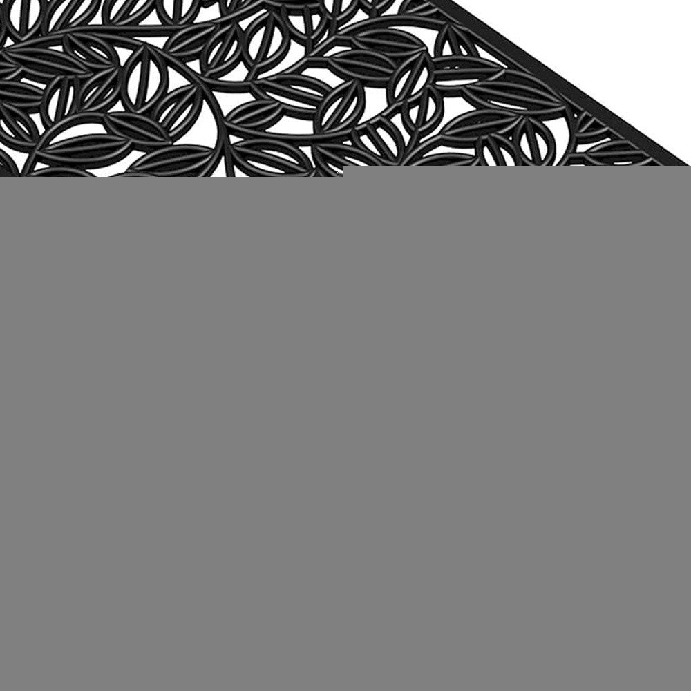 22" X 48" Black Rubber Botanical Leaves Outdoor Door Mat