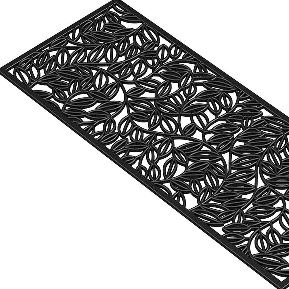 22" X 48" Black Rubber Botanical Leaves Outdoor Door Mat