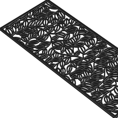 22" X 48" Black Rubber Botanical Leaves Outdoor Door Mat