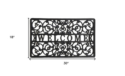 18" X 30" Black Rubber Scrollwork Welcome Outdoor Door Mat