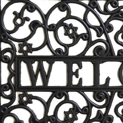 18" X 30" Black Rubber Scrollwork Welcome Outdoor Door Mat