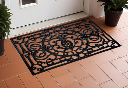 18" X 30" Black Rubber Pineapple Outdoor Door Mat
