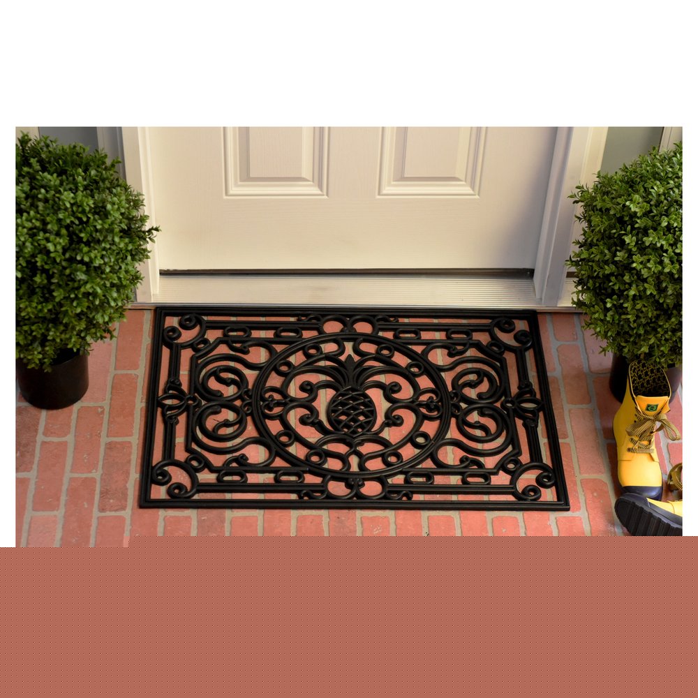 18" X 30" Black Rubber Pineapple Outdoor Door Mat