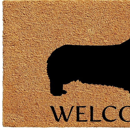 17" X 29" Natural and Black Coir Dachshund Welcome Outdoor Door Mat