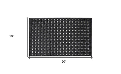 18" X 30" Black Rubber Weave Outdoor Door Mat