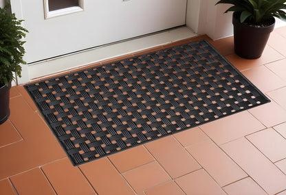 18" X 30" Black Rubber Weave Outdoor Door Mat