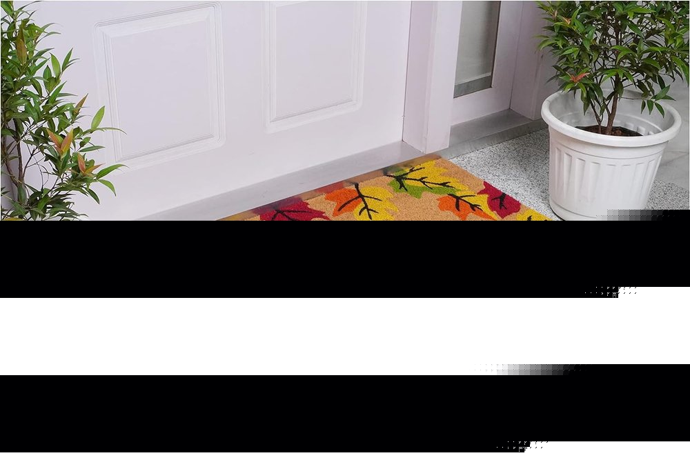 17" X 29" Natural Red and Yellow Coir Leaves Welcome Outdoor Fall Door Mat