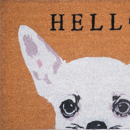 17" X 29" Natural Black and White Coir Chihuahua Hello Outdoor Door Mat