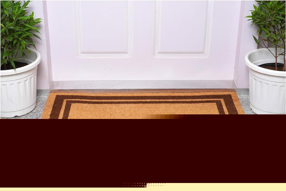 24" X 36" Natural and Black Coir Geometric Outdoor Door Mat