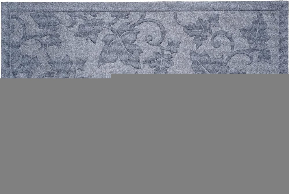 24" X 36" Light Gray Rubber Botanical Leaves Outdoor Door Mat