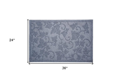 24" X 36" Light Gray Rubber Botanical Leaves Outdoor Door Mat