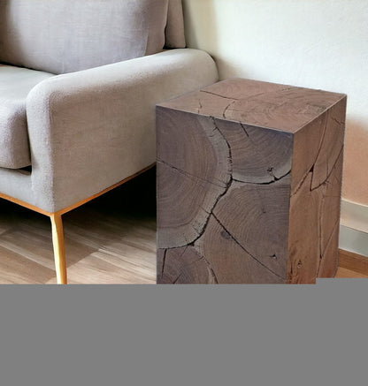 20" Black Distressed Solid Wood Square End Table