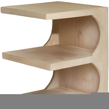 24" Natural Solid Wood End Table With Two Shelves