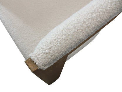 Ivory and Brown Upholstered Boucle Open Back Dining Arm Chair